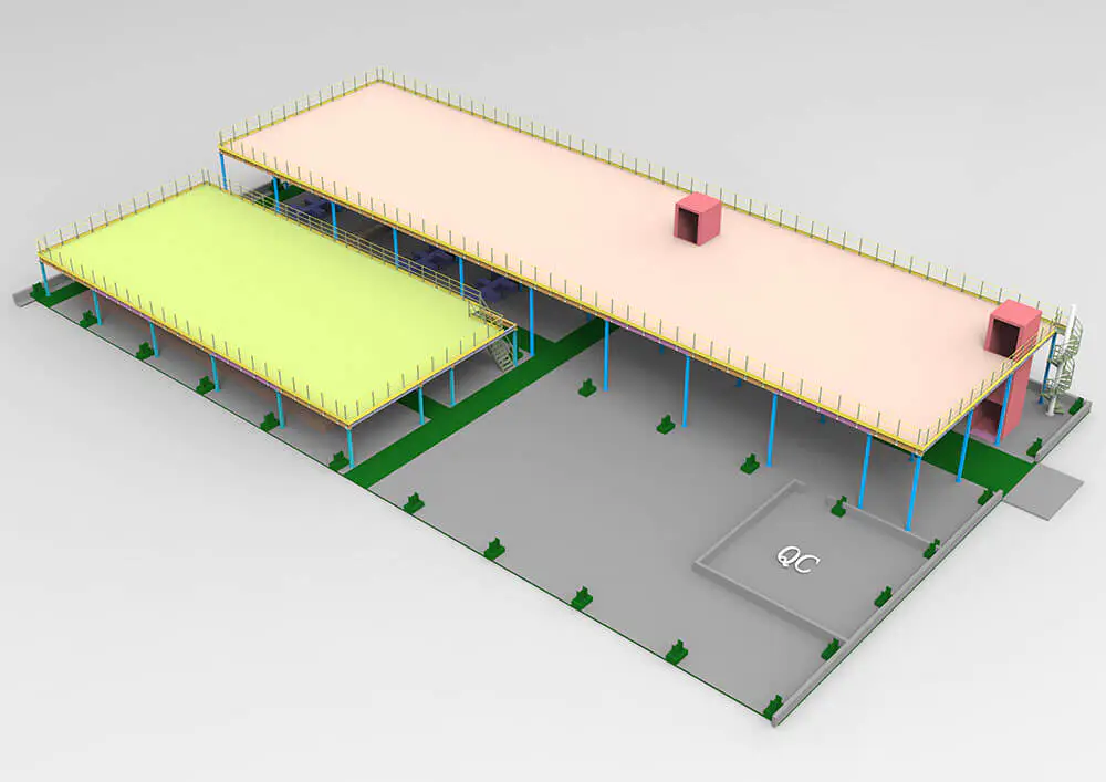 Rendering of warehouse racking layout