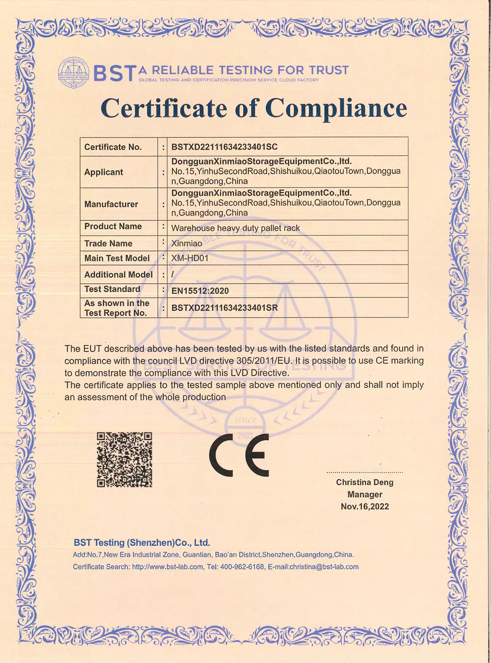 Racking CE certified