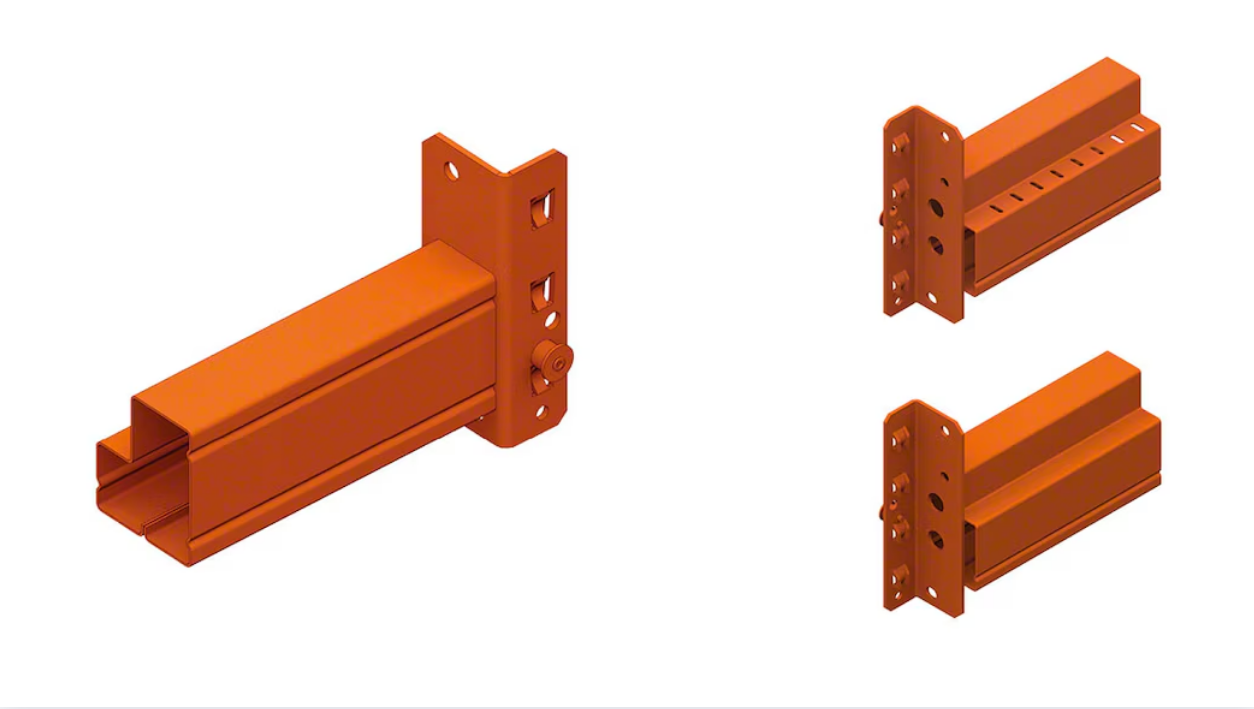 Hook-in pallet rack beam connectors used on roll-formed uprights
